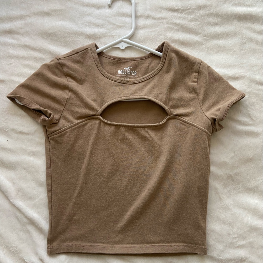 Brown cutout crop top
